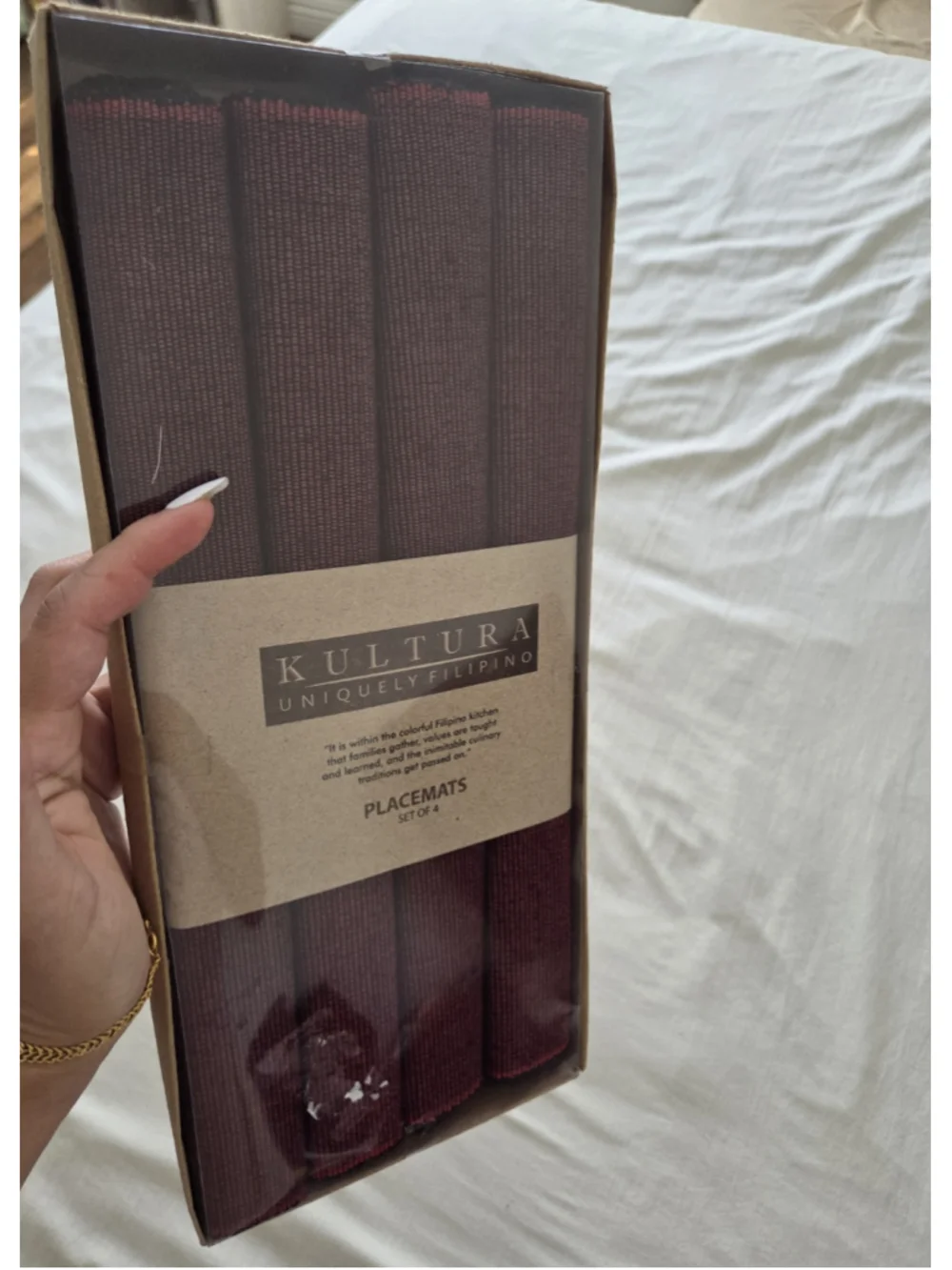 Kultura Placemats Set of 4 One Size Burgundy Black NIB